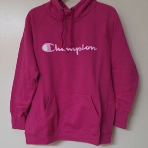 Champion Bright Pink Logo Hoodie